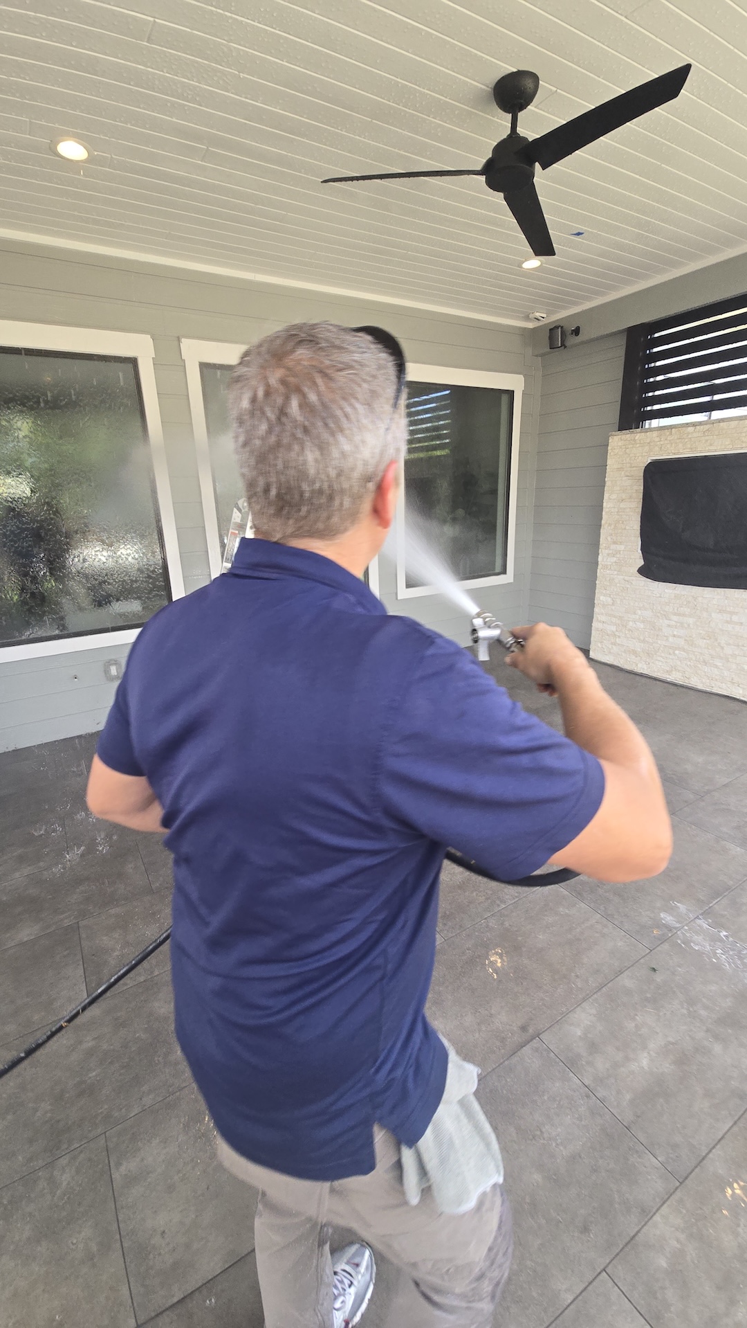 Soft Washing Back Patio Ceiling & Exposed Rafters in Garden Oaks, Houston, TX