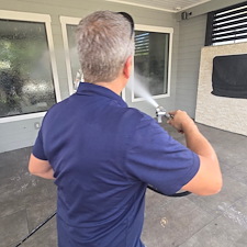 Soft Washing Back Patio Ceiling & Exposed Rafters in Garden Oaks, Houston, TX